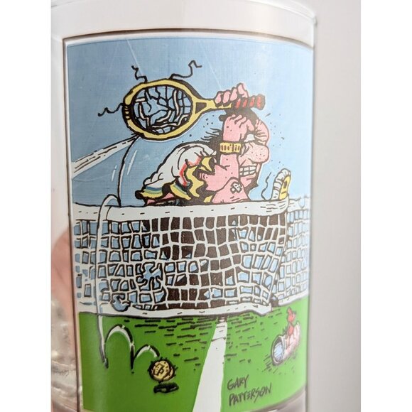 Vintage 1982 Gary Patterson Arby's Collector Tennis Glass | Tennis Humor Cartoon - Picture 5 of 7